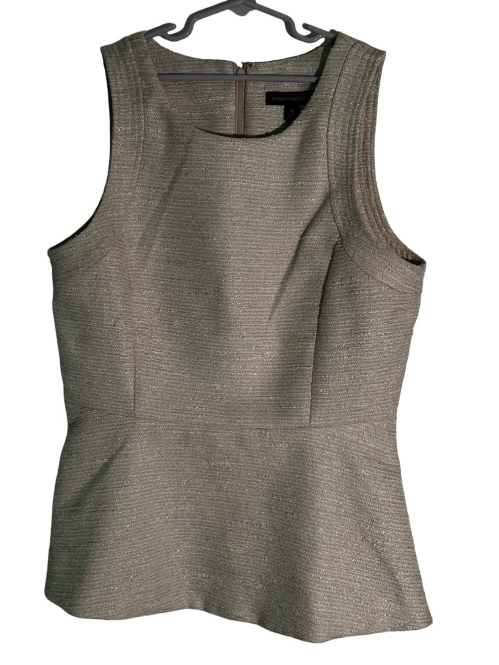 Banana Republic Metallic Taupe Peplum Tank Top